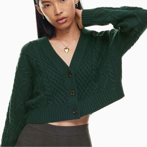 Sunday Best Cooper Cardigan Sweater | Dark Green Cable Knit | M
